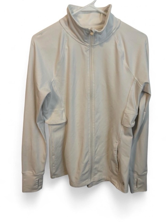 Apana Tops - Apana White Full Zip Athletic Jacket Medium Vented Back Thumbholes Yoga Gym